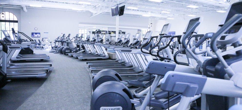 View of all the Cardio machines in the rec center.